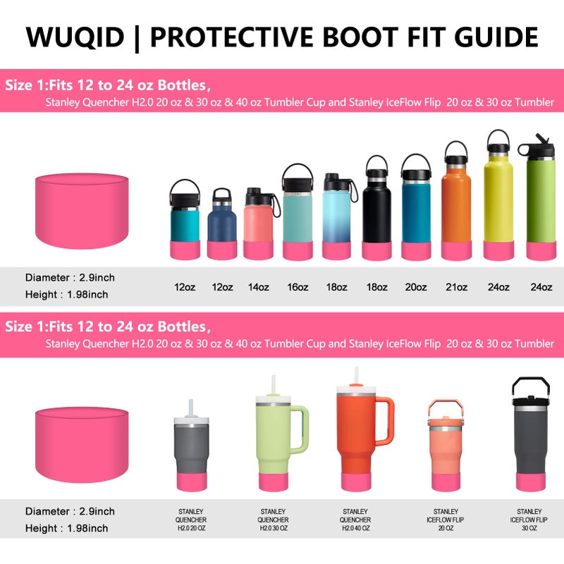 WUQID Protective Silicone Boot Sleeve for 12oz-40oz Hydro Sport Flask/Stanle Water Bottles Tumbler Anti-Slip Bottom Sleeve Cover for All Water Bottles Bottom Width of 2.83-2.95in - Image 2